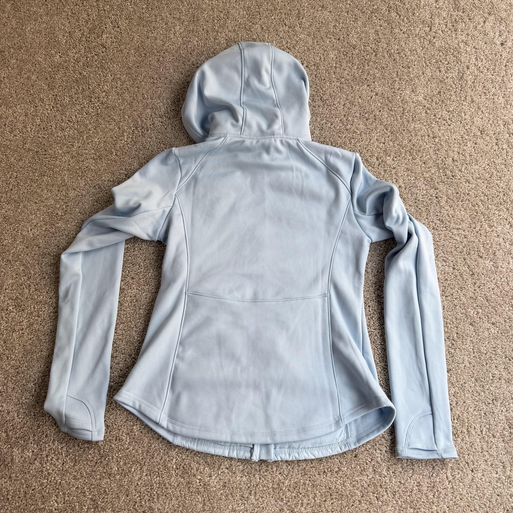 Tek Gear Mixed Media Jacket Womens Medium Soft Blue Hooded Fleece Full Zip - Picture 6 of 11